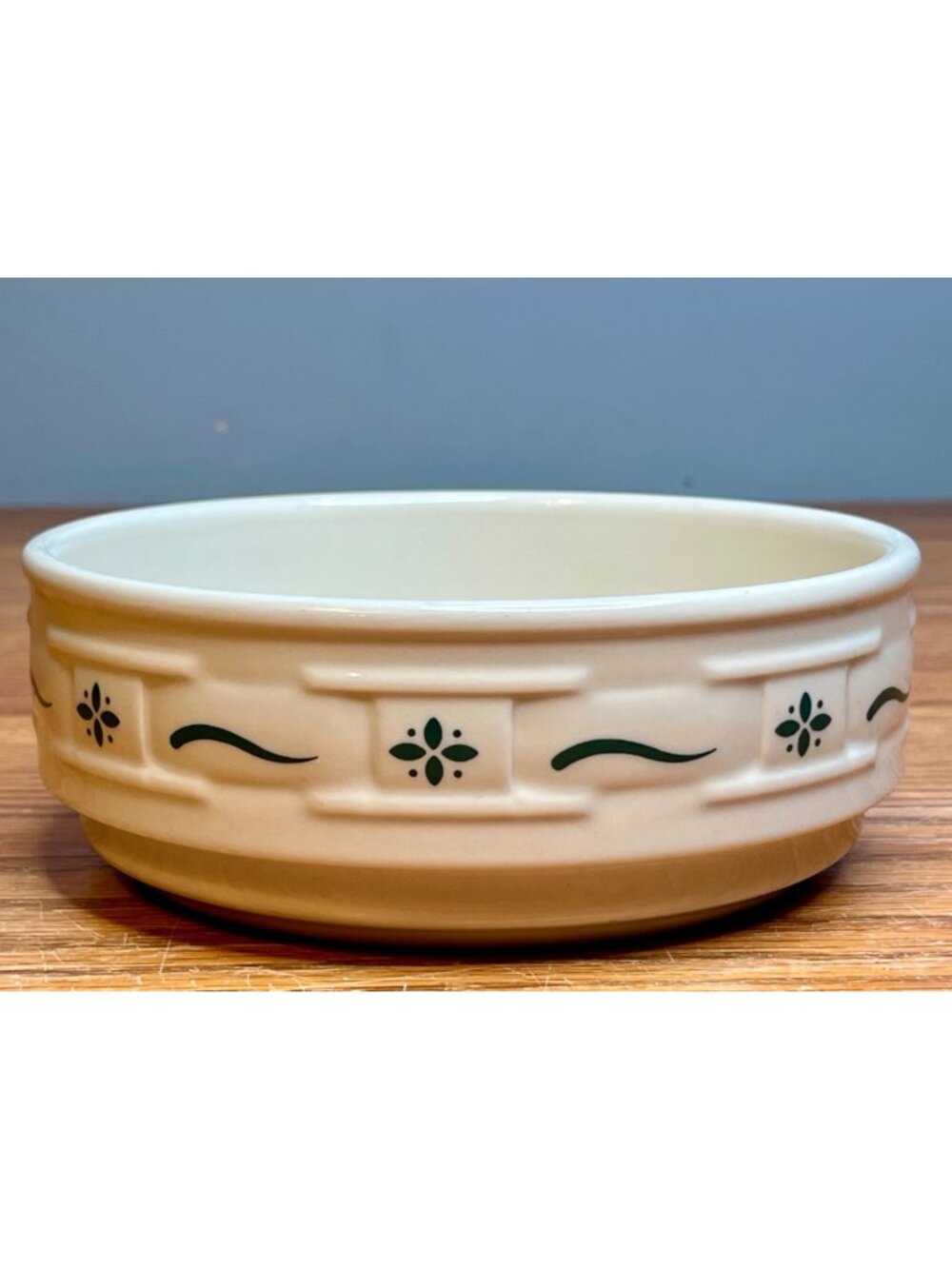 Set of 2 Longaberger Woven Traditions Classic Green Soup/Cereal Bowl 6" Stackabl - Picture 9 of 12